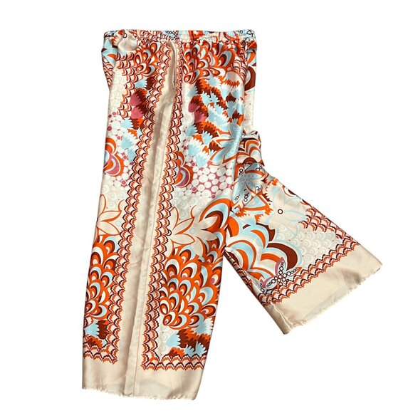 Zara Print Wide Leg Pull-on Pants, Pink Red Blue, L-XL - Picture 1 of 10
